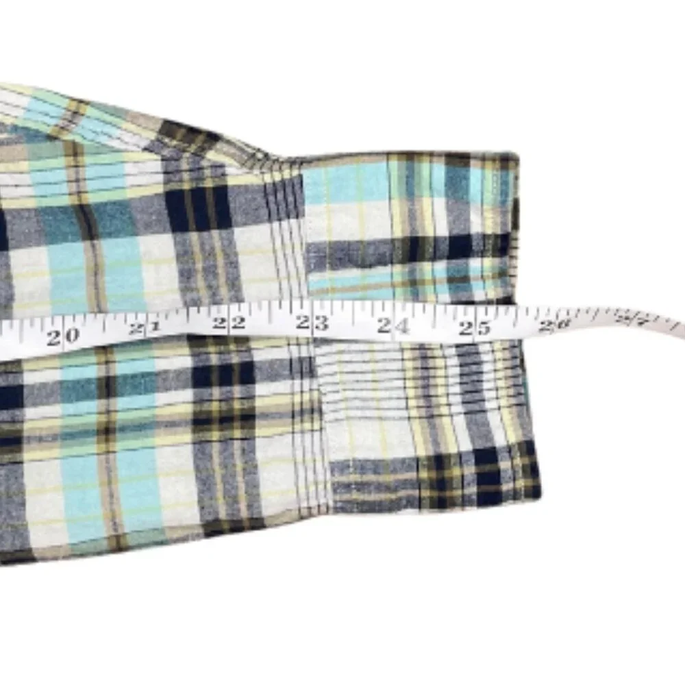 J.Crew Indian Madras Slim XL Turquoise Plaid Button Down Ivy Prep Shirt XL